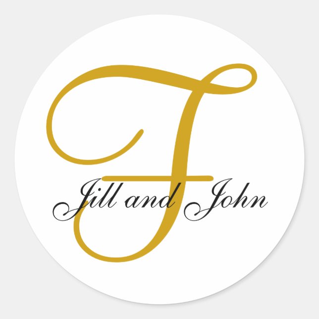 Wedding Monogram F plus Gold Aufkleber für die ers (Vorderseite)