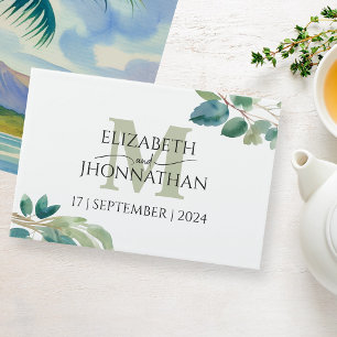 Wedding Monogram Greenery Watercolor Gastbuch Gästebuch