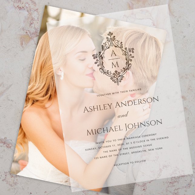 Wedding Monogram in Crest Black and White Elegant (Von Creator hochgeladen)