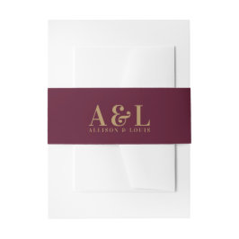 Wedding Monogram Minimalistisch Burgundy Gold Einladungsbanderole