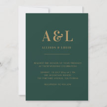 Wedding Monogram Minimalistisch Emerald Gold