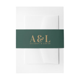 Wedding Monogram Minimalistisch Emerald Green Gold Einladungsbanderole