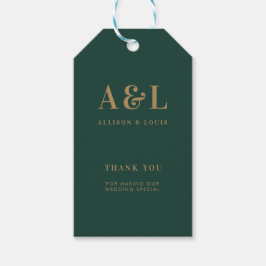 Wedding Monogram Minimalistisch Emerald Green Gold Geschenkanhänger