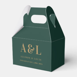 Wedding Monogram Minimalistisch Emerald Green Gold Geschenkschachtel