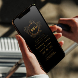 Wedding Monogram Minimalistisch Simple Elegant Gol Einladung