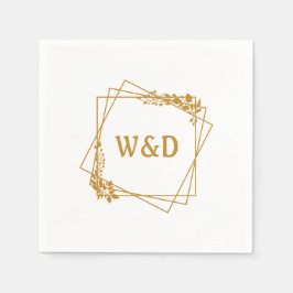Wedding Monogram Minimalistisch Simple Elegant Gol Serviette