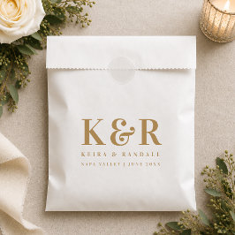 Wedding Monogram Minimalistisch Simple Gold and Wh Geschenktütchen