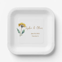 Wedding Monogram Minimalistisch Simple Gold and Wh Pappteller