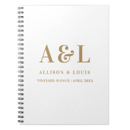 Wedding Monogram Minimalistisch White Gold Notizblock