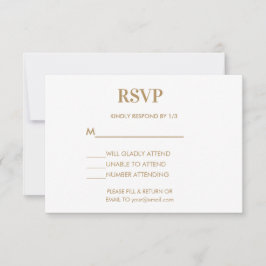 Wedding Monogram Minimalistisch White Gold RSVP Karte