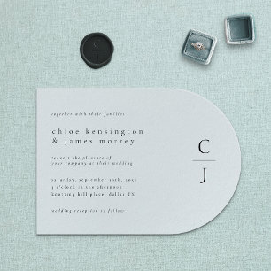 Wedding Monogram Modern Minimal Schwarz-weiß Einladung