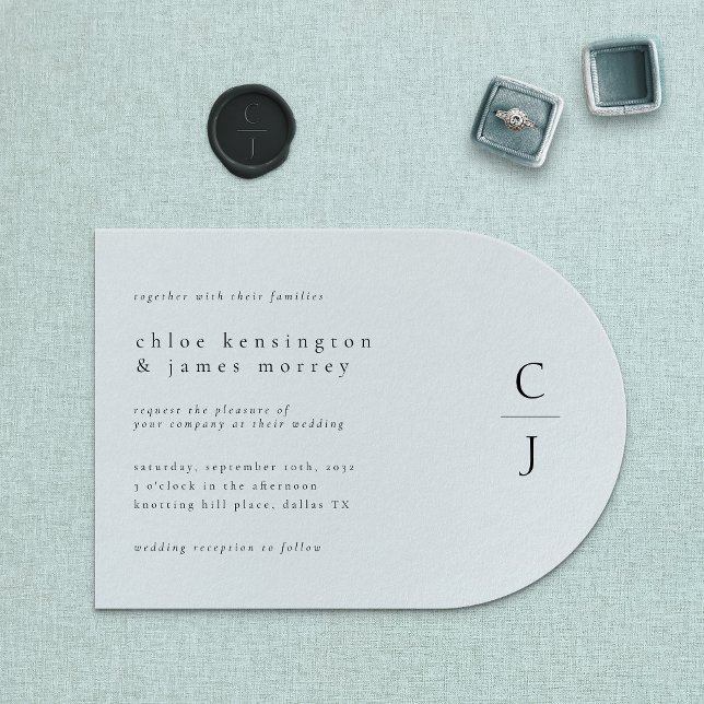 Wedding Monogram Modern Minimal Schwarz-weiß Einladung (Von Creator hochgeladen)