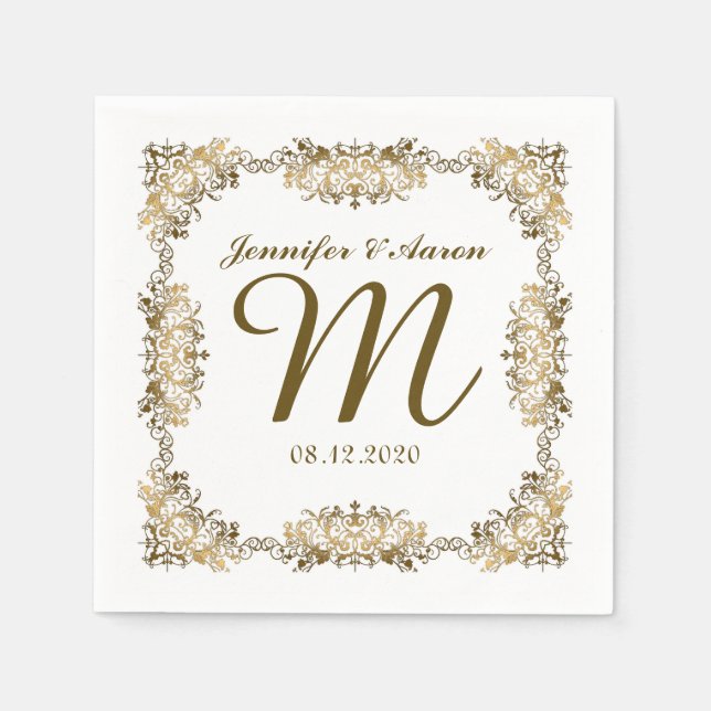 Wedding Monogram Paper Napkins Serviette (Vorderseite)