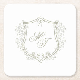 Wedding Monogram Rechteckiger Pappuntersetzer
