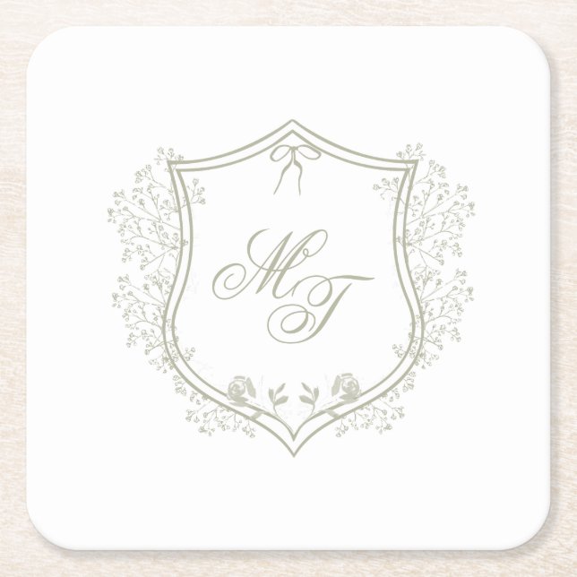 Wedding Monogram Rechteckiger Pappuntersetzer (Vorderseite)