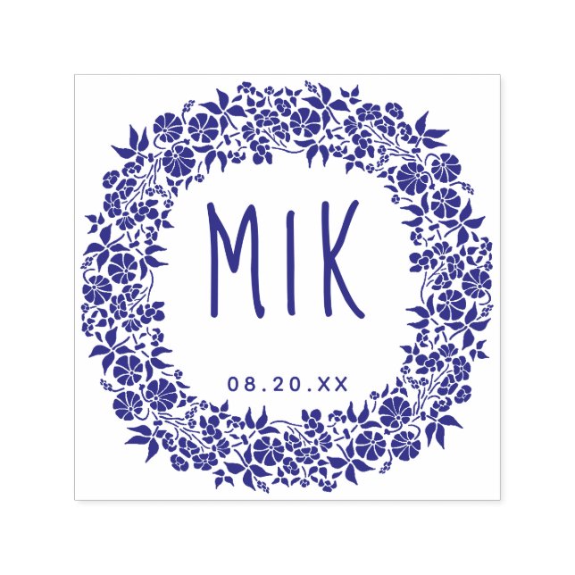 Wedding Monogram Save the Date | Blumenstrauß Permastempel (Design)
