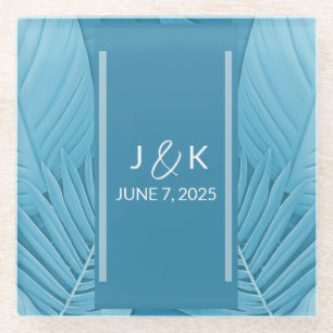 Wedding Monogram Tropisch Aquamarin Glasuntersetzer