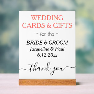 Wedding NAMES Cards verschenkt Schwarzkorallen Acrylschild