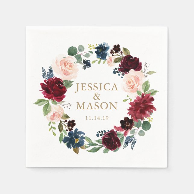 Wedding Napkin Burgundy Cocktail Napkin Serviette (Vorderseite)