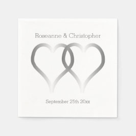 Wedding Napkins Silver Hearts Serviette
