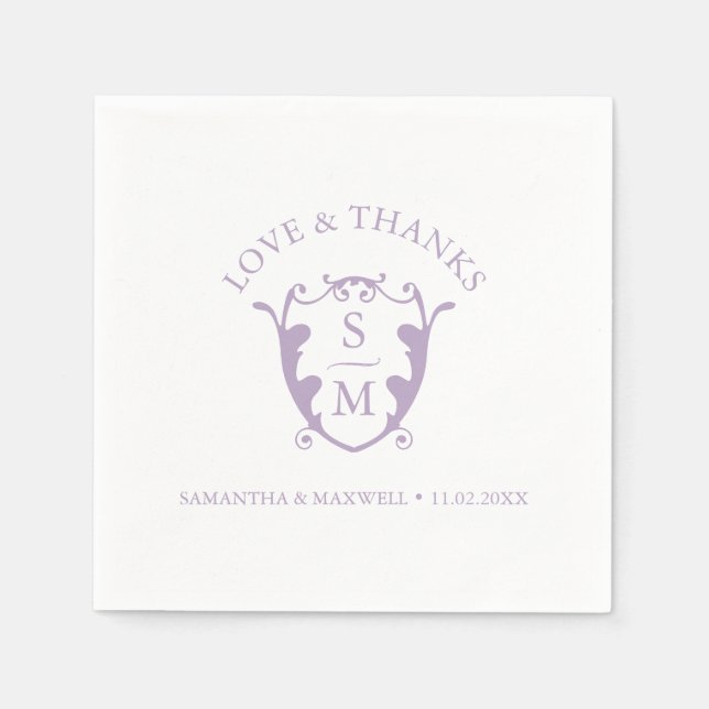 Wedding Napkins Template Custom Monogram Crest Serviette (Vorderseite)