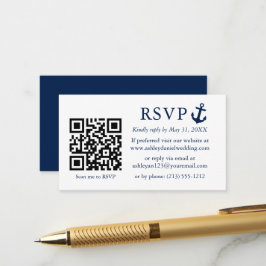 Wedding Nautical Blue Anchor UAWG QR Begleitkarte
