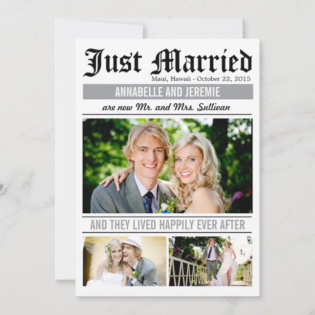 Wedding News Wedding - White Einladung (Vorderseite)