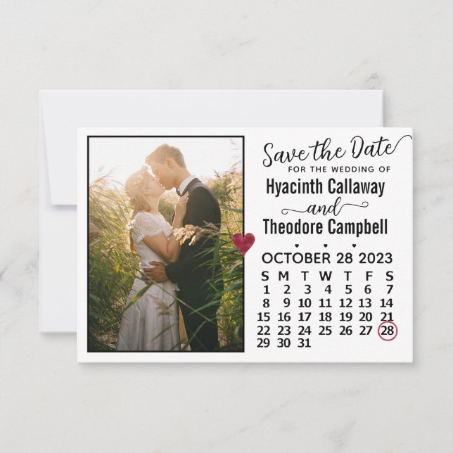 Wedding Oktober 2023 Kalender Custom Foto White Save The Date (Vorderseite)