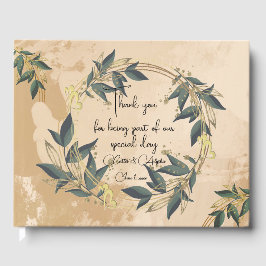 Wedding Olive Wreath Personalisiert Gästebuch