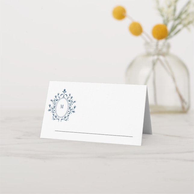 Wedding or event place card Teal Monogram Platzkarte (Rückseite)