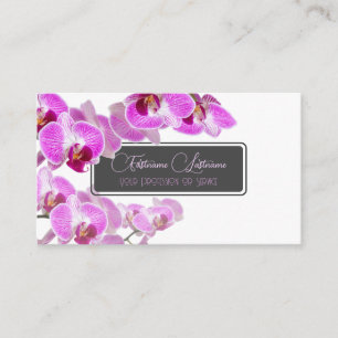 Wedding orchid flower monogram calligraphy QR-Code Visitenkarte
