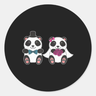 Wedding Panda Bar Bride Groom Verheiratet Honeymoo Runder Aufkleber