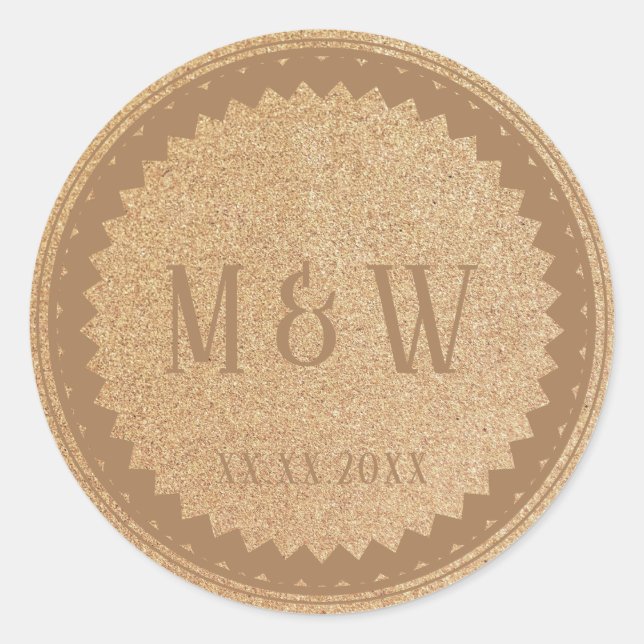 Wedding Party Gold Glitzer Classic Runder Aufkleber (Vorderseite)