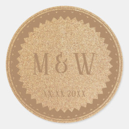 Wedding Party Gold Glitzer Classic Runder Aufkleber