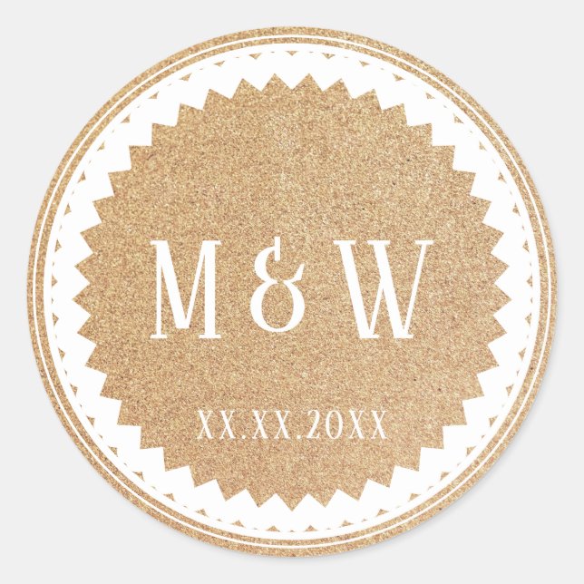 Wedding Party Gold Glitzer Classic Runder Aufkleber (Vorderseite)