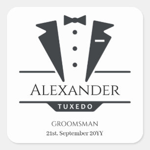 Wedding Party Tuxedo gibt Trauzeuge Quadratischer Aufkleber