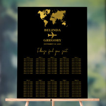Wedding Passport Black Gold Seating Chart