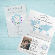 Wedding Passport Dusty Blue Wappen Monogram