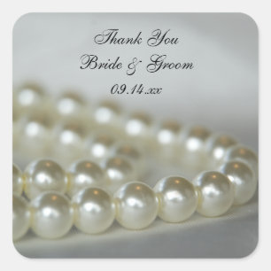Wedding Pearls Vielen Dank für Ihr Interesse Tag Quadratischer Aufkleber