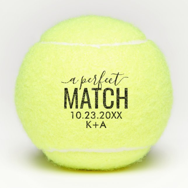 Wedding Perfect Match Gefallen Custom Bride Groom Tennisbälle (Vorderseite)