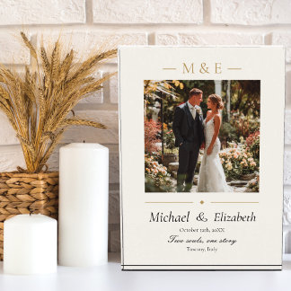 Wedding Photo Elegant Ivory Gold Modern Custom Fotoblock