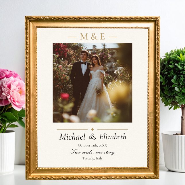 Wedding Photo Elegant Ivory Gold Modern Custom Poster (Von Creator hochgeladen)