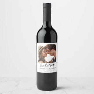 Wedding Photo Save the Date Minimalist Weinetikett