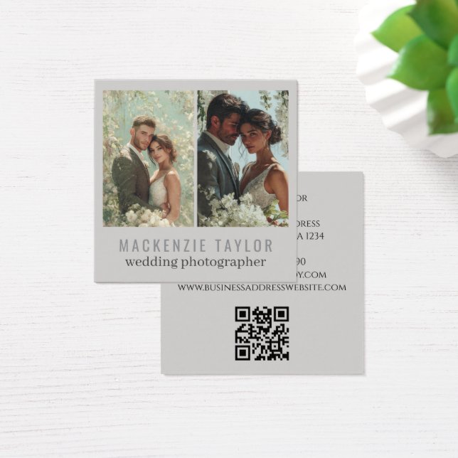 Wedding Photographer 2 Photo Personalized QR Code (Bureau)