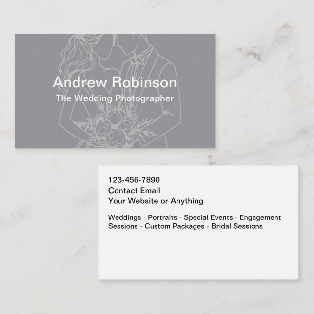 Wedding Photographer Modern Minimalist Visitenkarte (Vorne/Hinten)