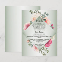 Wedding Pink Peach Floral Rustic Green Detail Begleitkarte