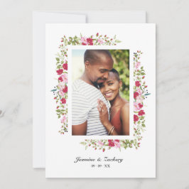 Wedding Pink & Red Shades Flowers & Branches Photo Einladung