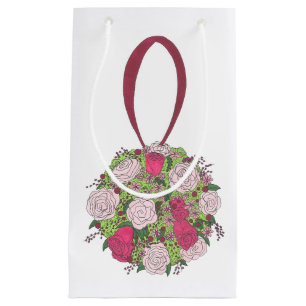 Wedding Pink Rose Floral Bouquet Bride Bridesmaid Kleine Geschenktüte