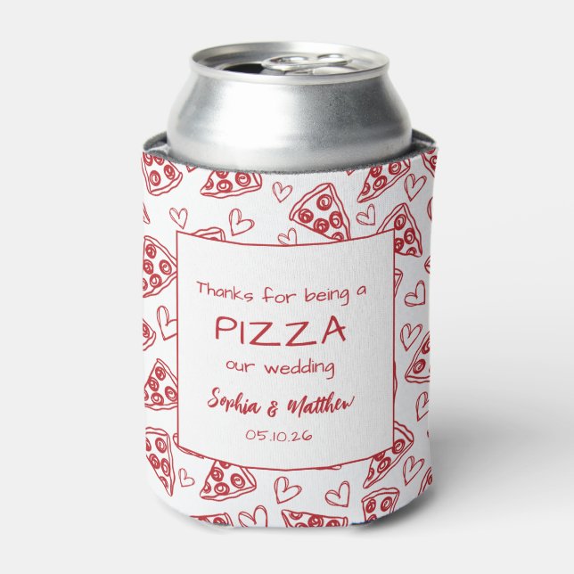 Wedding Pizza Red Italian Hand Drawn Danke Dosenkühler (Kanne Vorderseite)