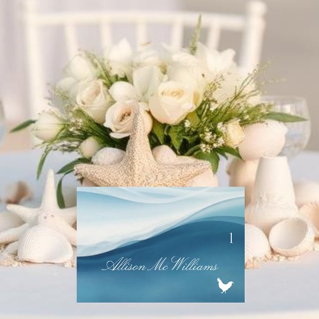 Wedding Place Cards Chicken Icon-Serene Blue Tischnummer (Wedding Place Cards Chicken Icon-Serene Blue)